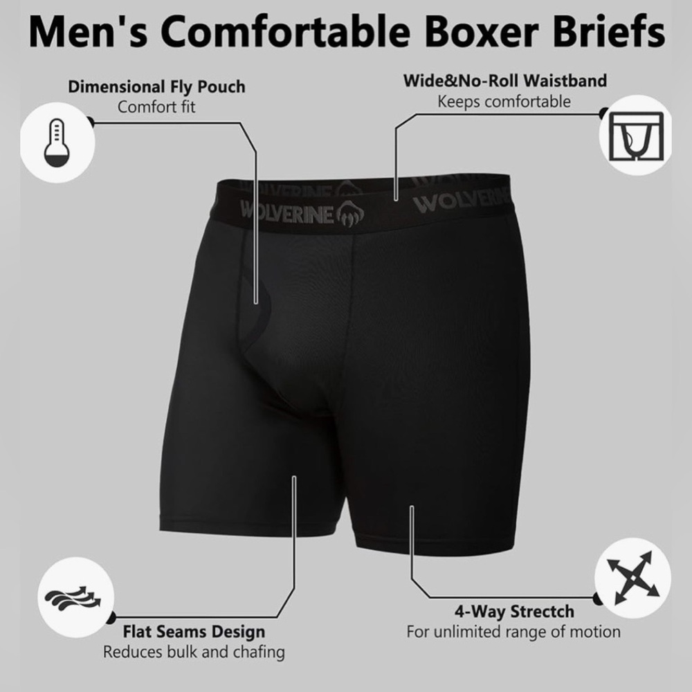 Wolverine Boxer Briefs 2 Pack , Black, XX-Large - Picture 4 of 7